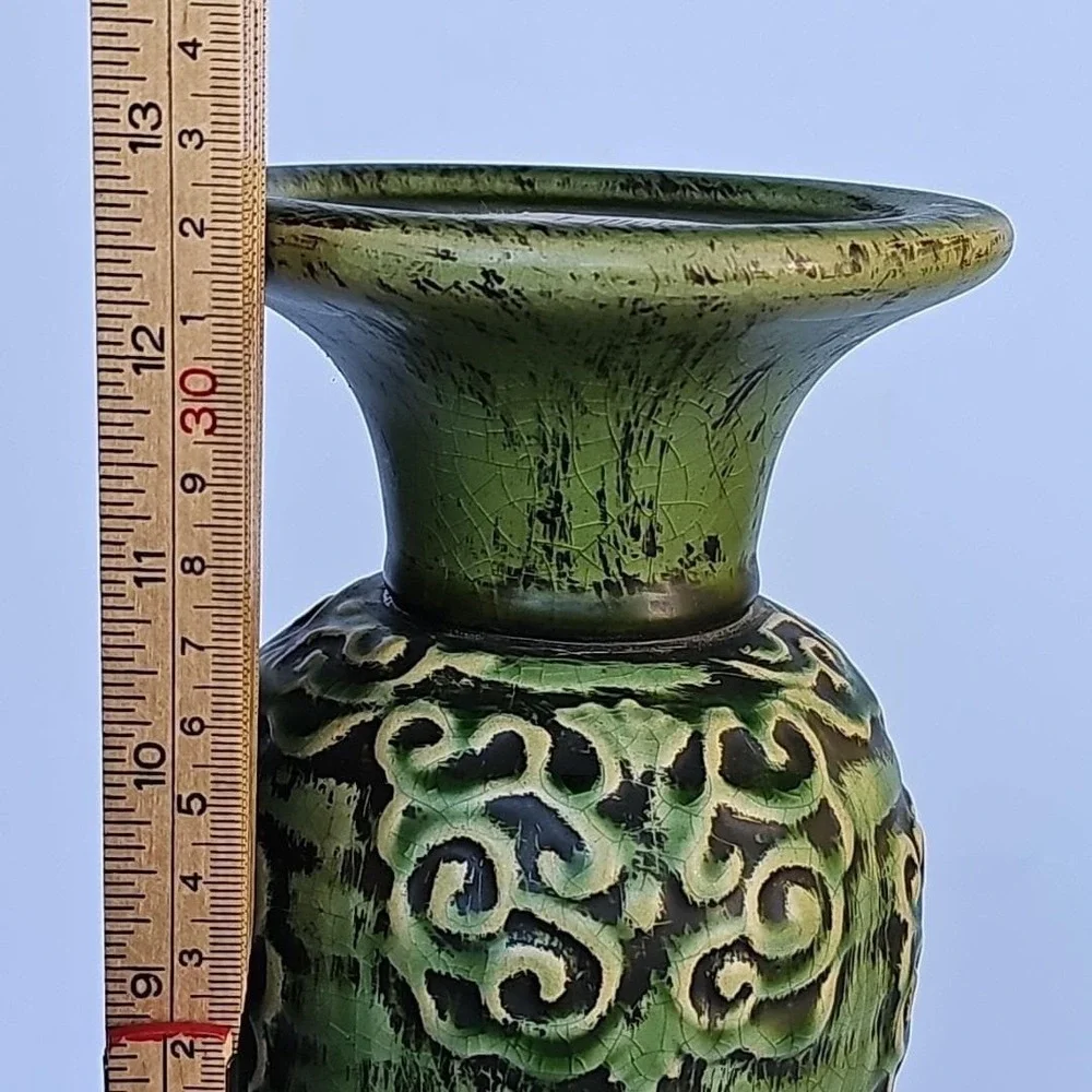 Vintage Pier 1 Ceramic Avocado Green Embossed 13